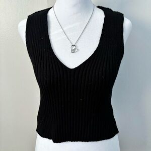 Black Ribbed Knit Tank Top